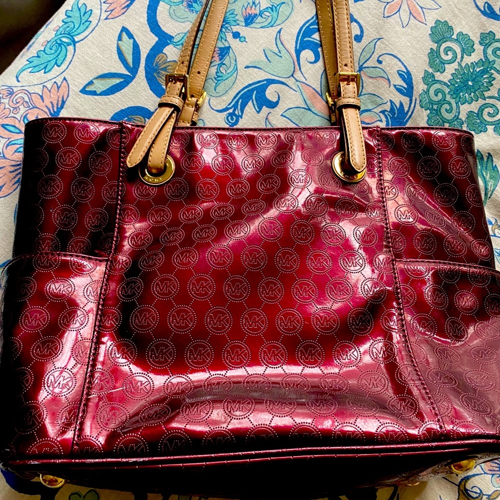 Burgundy Michael Kors tote